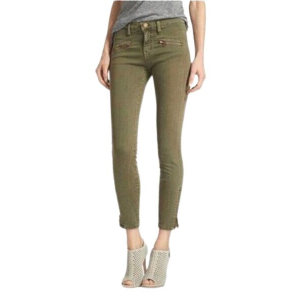 Current Elliott Soho Zip Stiletto Jeans Womens 27 Green Skinny Ankle Zip Stretch - Picture 13 of 13
